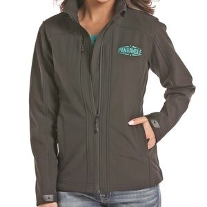 Panhandle (S) western brown softshell zip bonded fleece winter hooded jacket